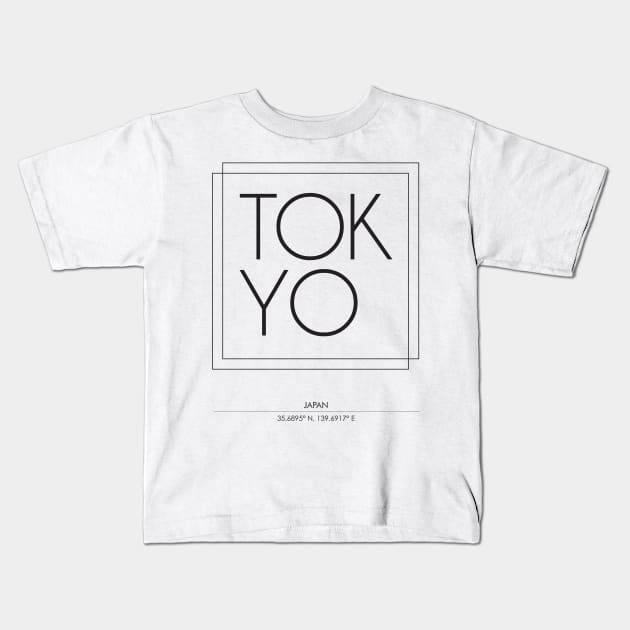 Tokyo City Minimal Typography Kids T-Shirt by StudioGrafiikka